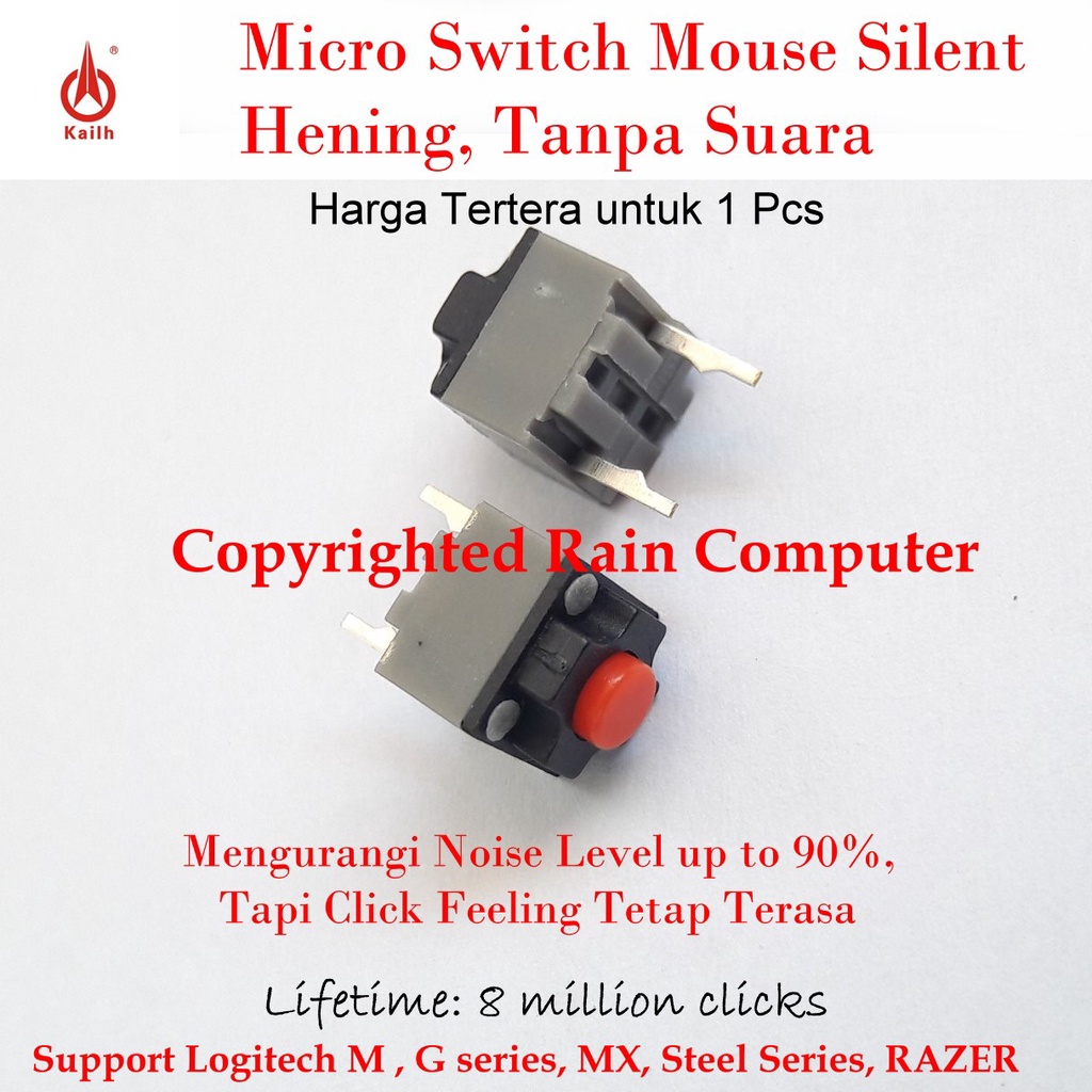 Jual Micro Switch Silent Klik Mouse Logitech Razer Hening Tanpa Suara