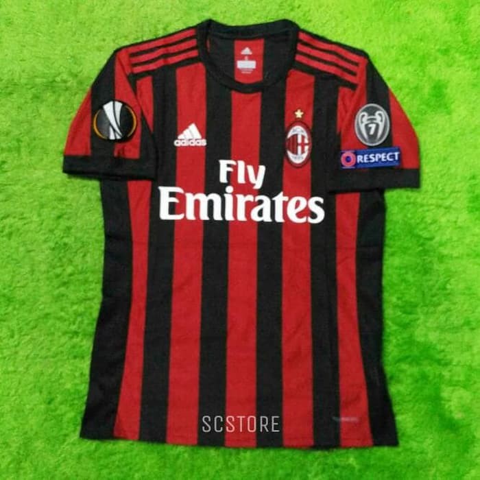 Jual Jersey AC Milan Home FULL PATCH UEL 2017 2018 17 18 Grade Ori