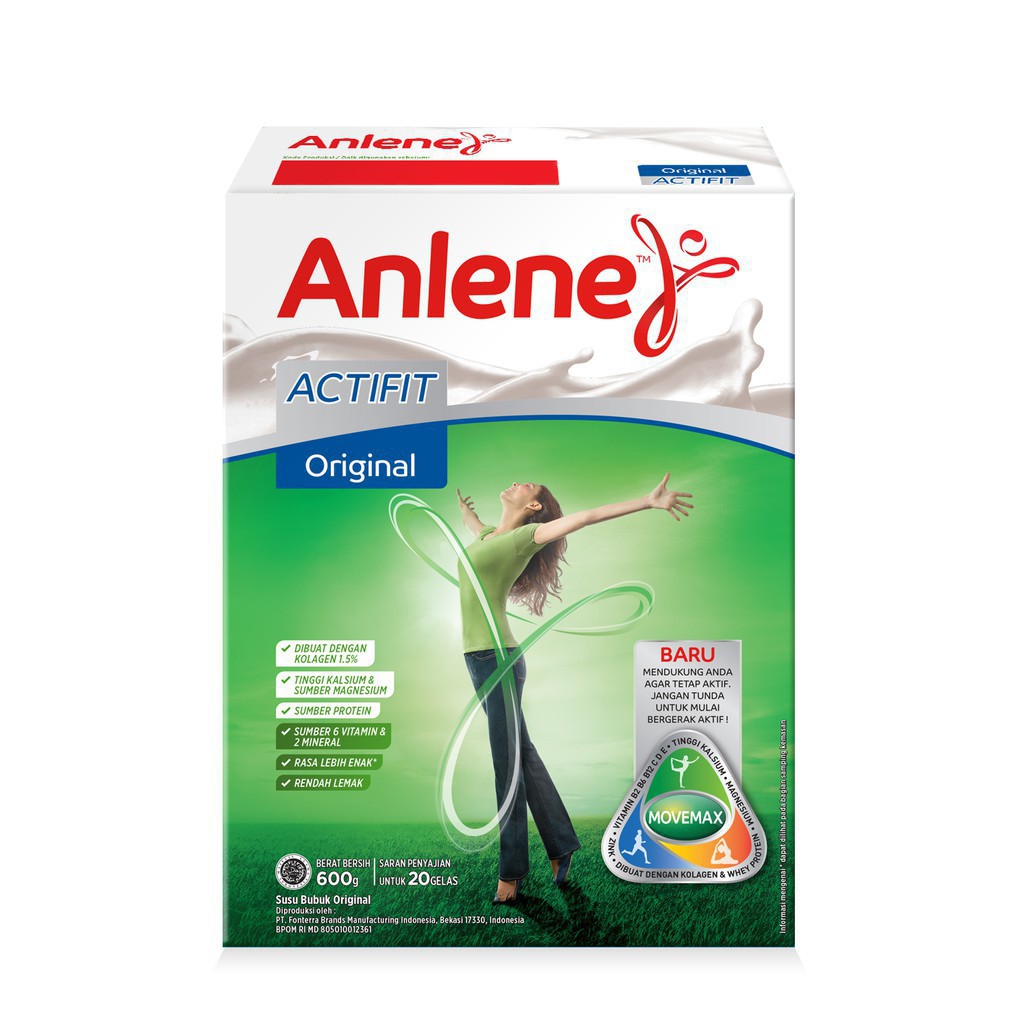 Jual SUSU ANLENE ACTIFIT RASA ORIGINAL COKELAT VANILLA LENGKAP 600 GR