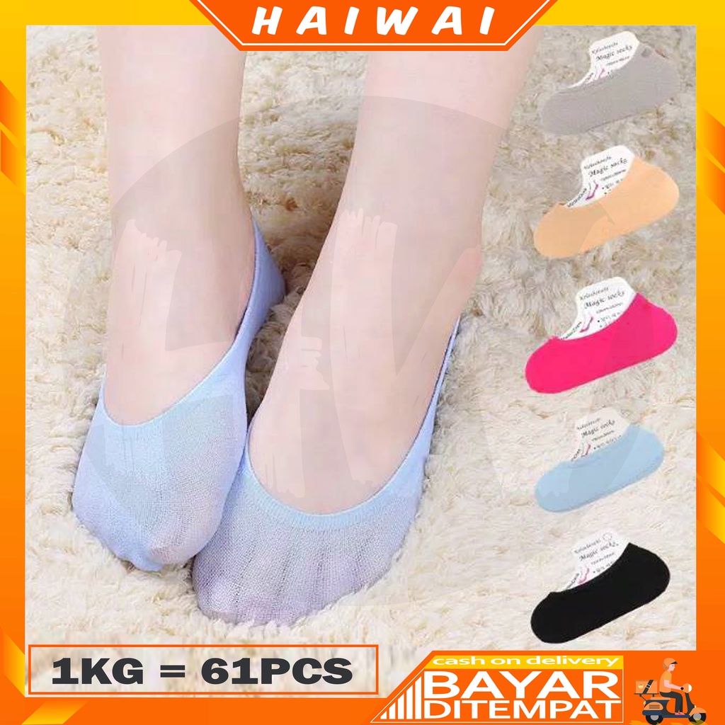 Jual CUCI STOK HaiWai COD Kaos Kaki Anti Slip Socks Motif Polos