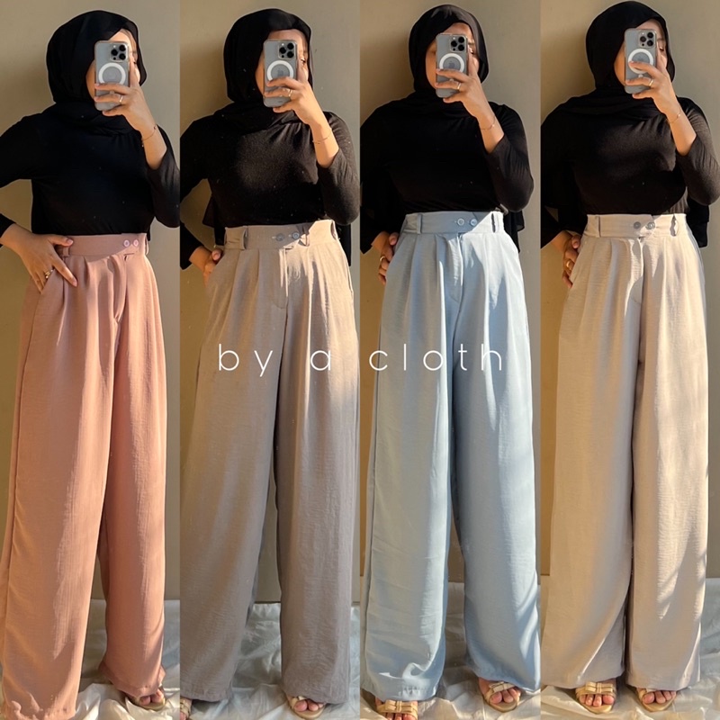 Jual Loose Pants Trousers Highwaist Celana Anti Kusut Kulot