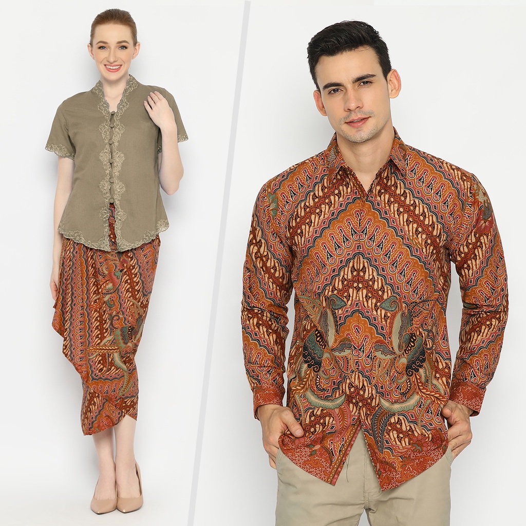 Jual Batik Couple Modern Kemeja Rok Lilit Instan Batik Pria Lengan