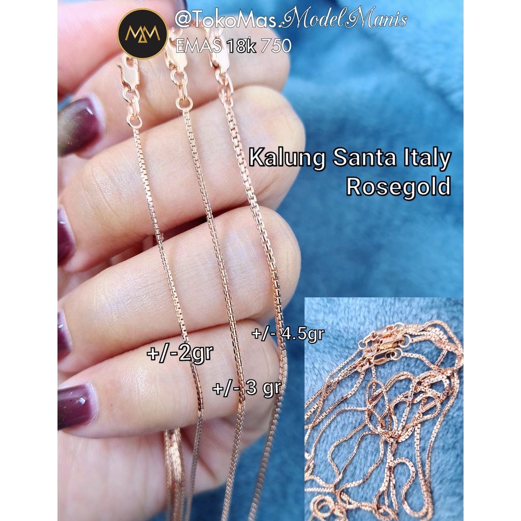 Jual Kalung Santa Italy Kilap Emas Rose Gold Si Kadar K Shopee