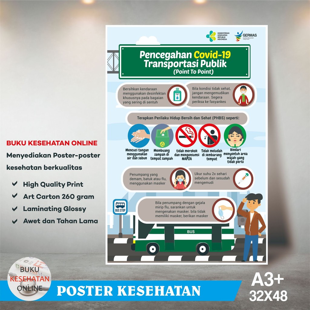 Jual Poster Kesehatan PENCEGAHAN COVID 19 PADA TRANSPORTASI PUBLIK