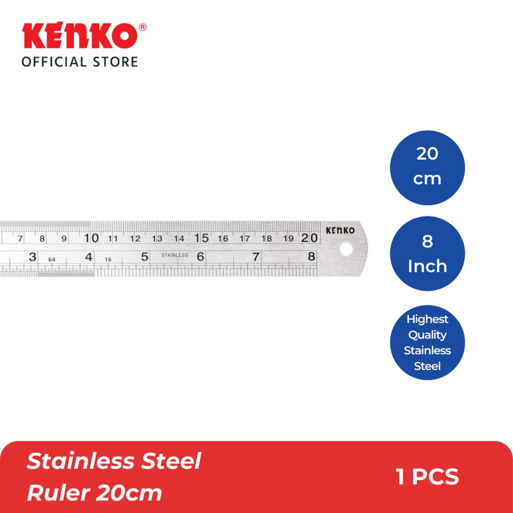 Jual KENKO STAINLESS STEEL RULER Penggaris Besi 20CM Shopee Indonesia