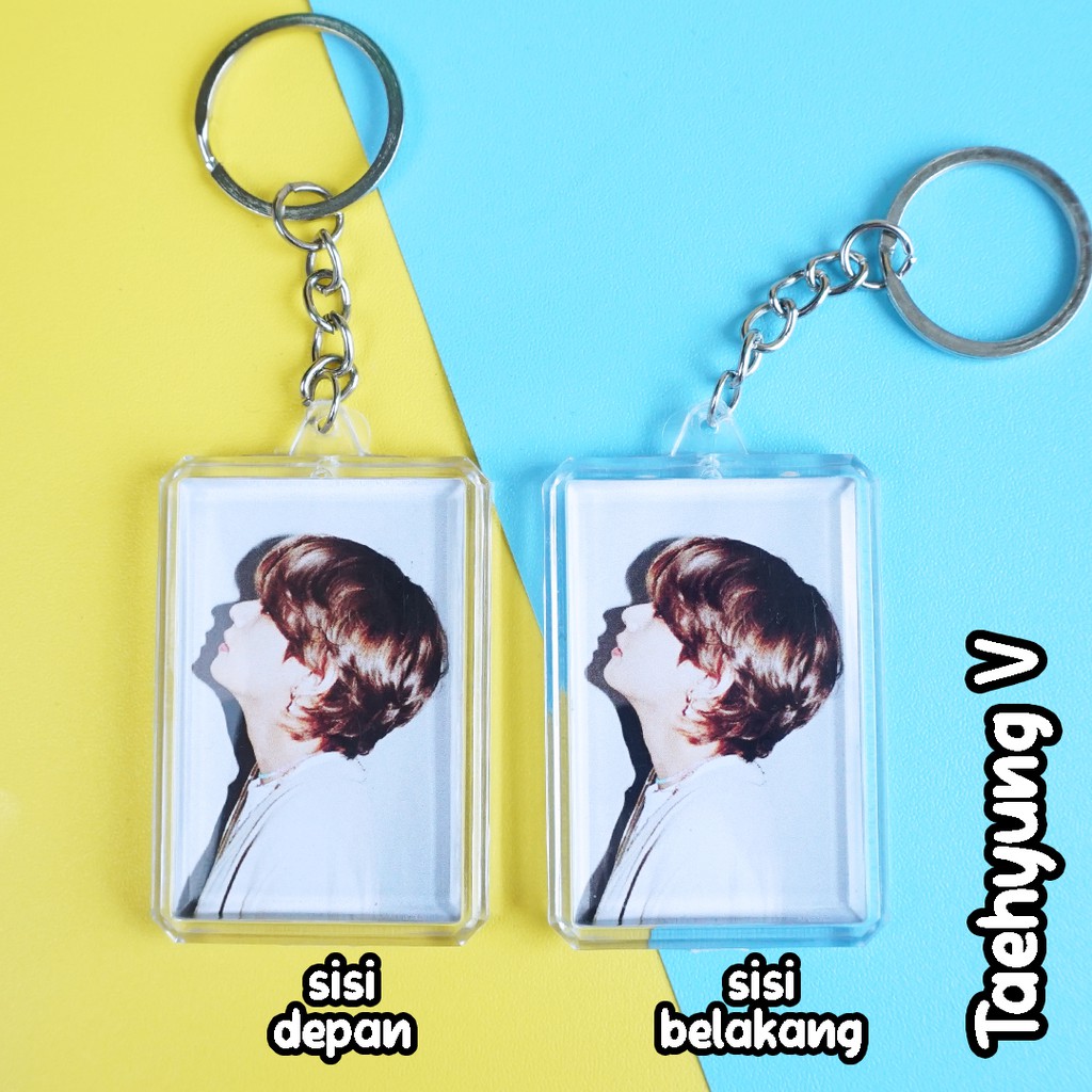 Jual Gantungan Kunci Kotak BTS Dynamite 2 Sisi Merchandise KPOP Ganci