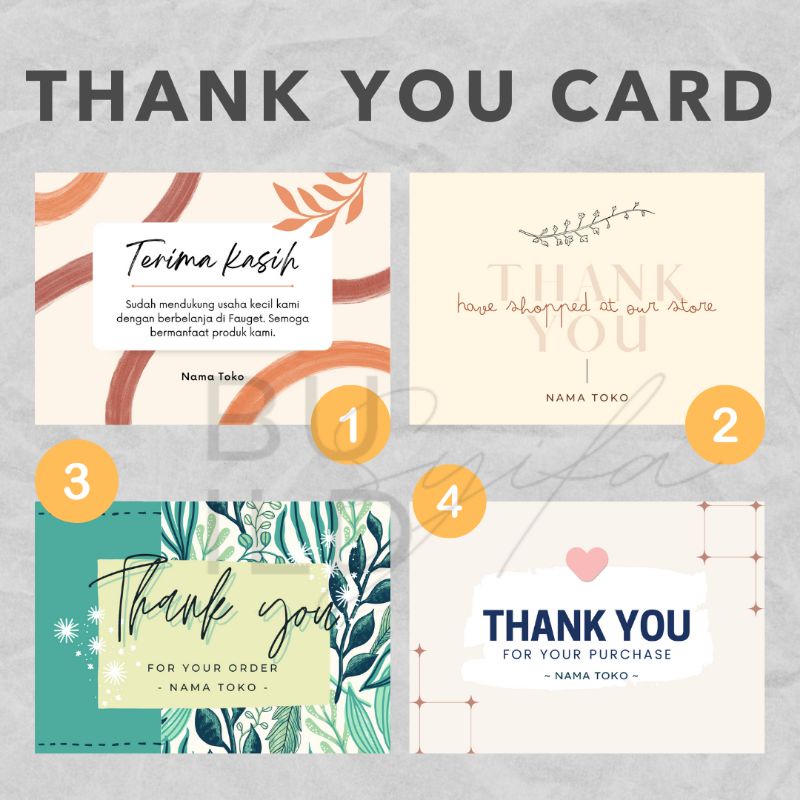 Jual THANK YOU CARD KARTU UCAPAN TERIMA KASIH Minimal 20 Pcs Shopee