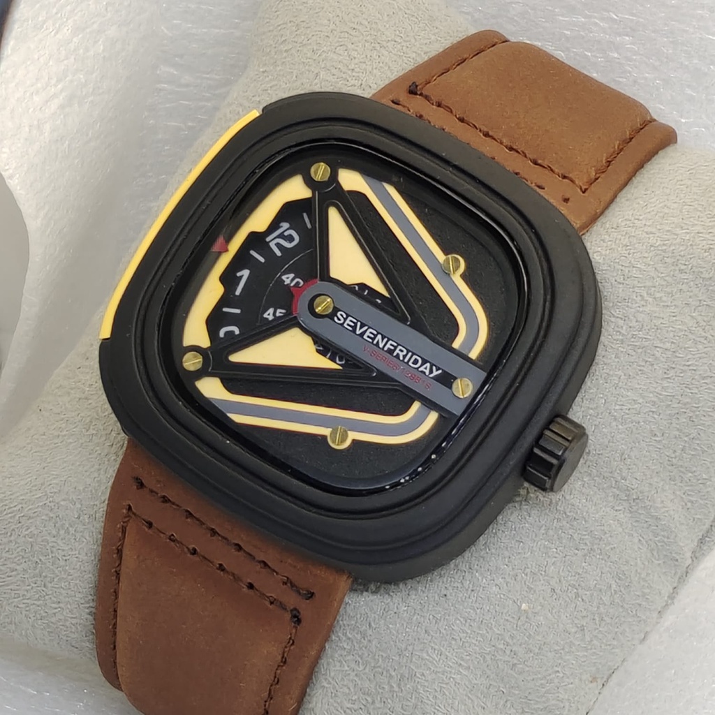 Jual GROSIR Jam Tangan Analog Pria SEVENFRIDAY Strap Kulit Premium