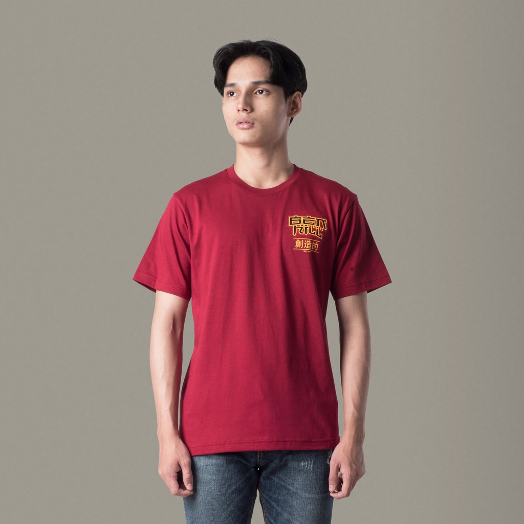 Jual Benhill T Shirt Pria Grafis Katun 30s Combed Pendek Warna Maroon