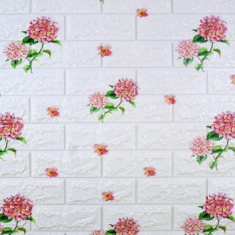 Jual Wallpaper Foam Premium Permukaan Timbul Motif Bunga Pink Mewah