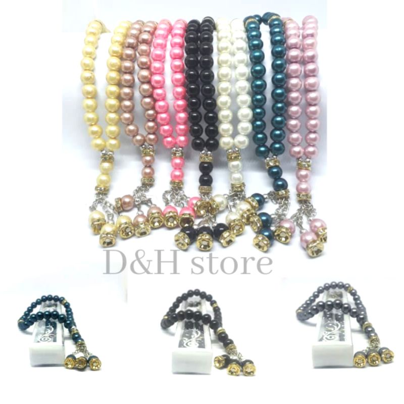 Jual Tasbih Mutiara 33 Pembatas Gold Ukuran Butir 8ml Shopee Indonesia