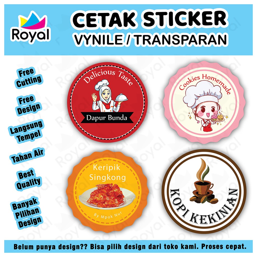 Jual CETAK STICKER VYNIL CETAK STICKER TRANSPARANT A3 FREE DESIGN