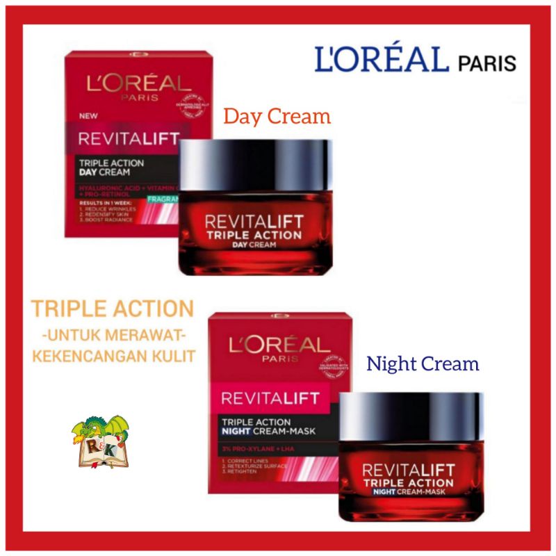 Jual LOreal Paris Revitalift Triple Action Day Night Cream Mask 50 ML