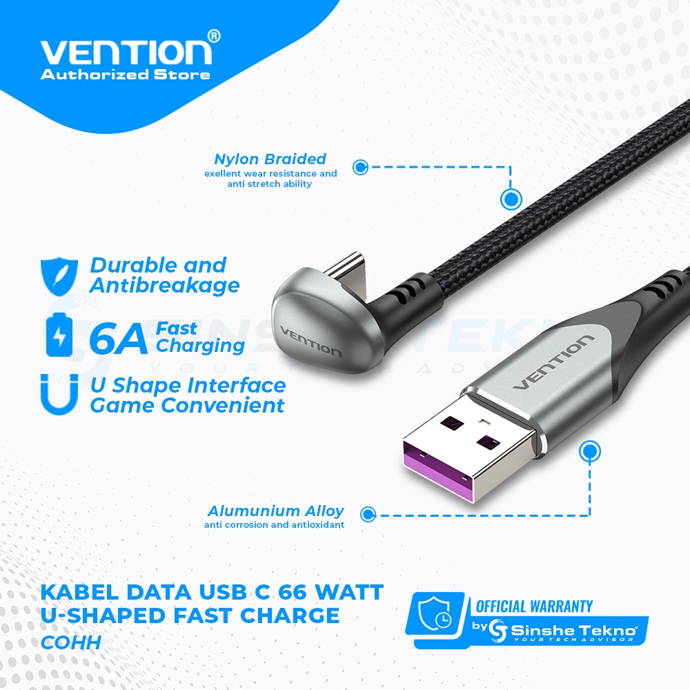 Jual VENTION Kabel Data USB Type C Model U Shape Huawei Xiaomi Android