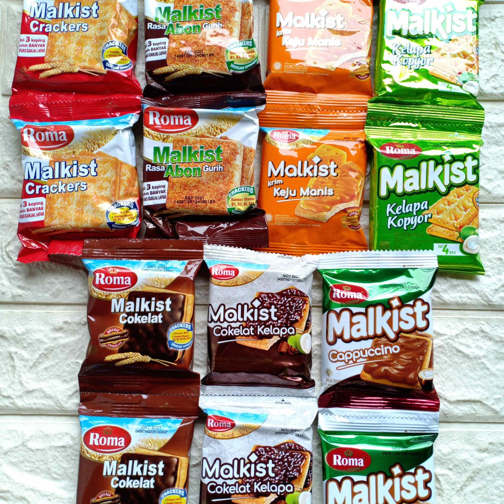 Jual Roma Malkist Sachet Crackers Abon Kelapa Kopyor Coklat Cokelat