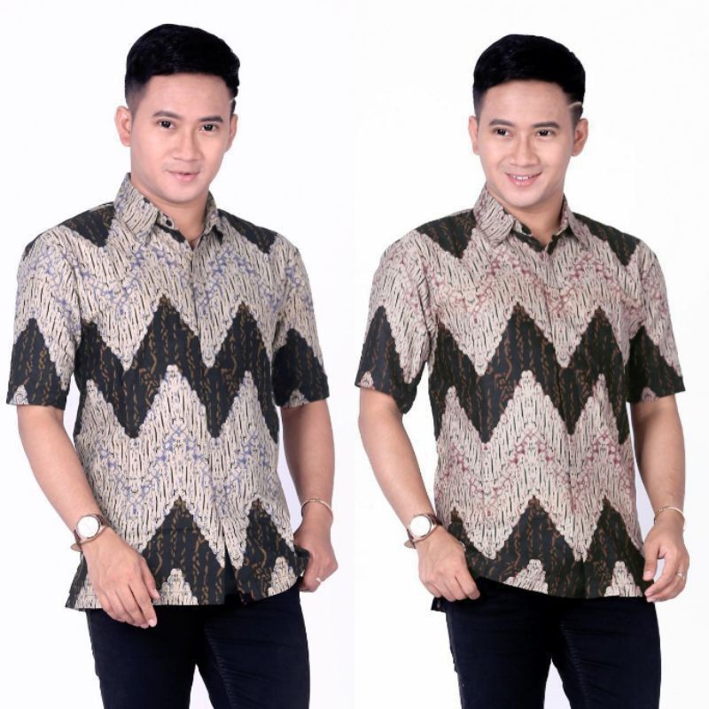 Jual Kemeja Hem Baju Batik Pria Koko Corak Seni Ekslusive Hitam