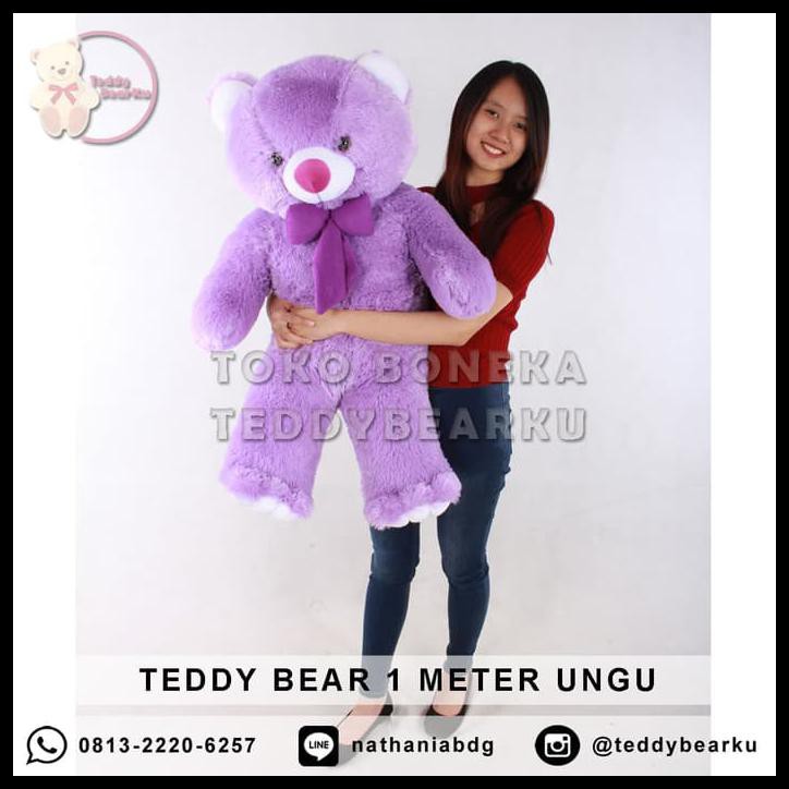 Jual Jual Boneka Teddy Bear Jumbo 1 Meter Warna Ungu Khas Bandung