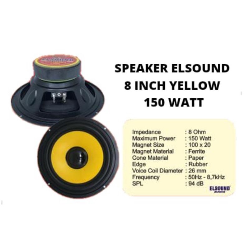 Jual SPEAKER ELSOUND 8INCH MAGNET BESAR 150 WATT JAPAN AUDIO SPEAKER