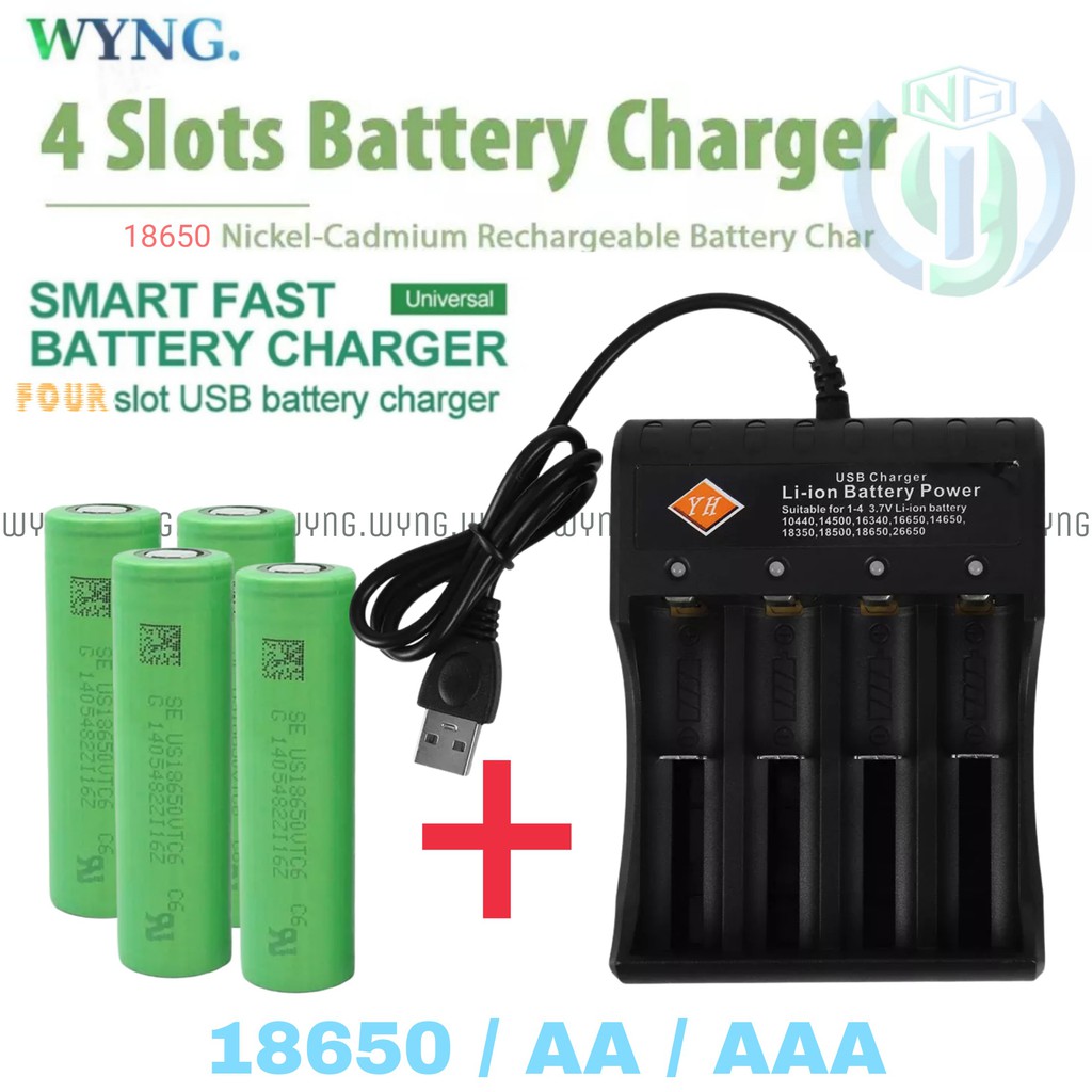 Jual 4 Slot USB Intelligent Battery Charger YH 18650 Li Ion Baterai AA