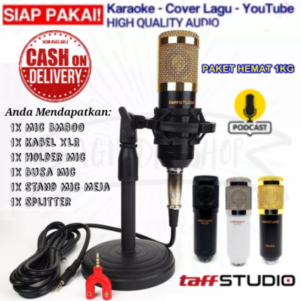 Jual TaffStudio BM800 Standing Microphone Mic Condenser Recording Live