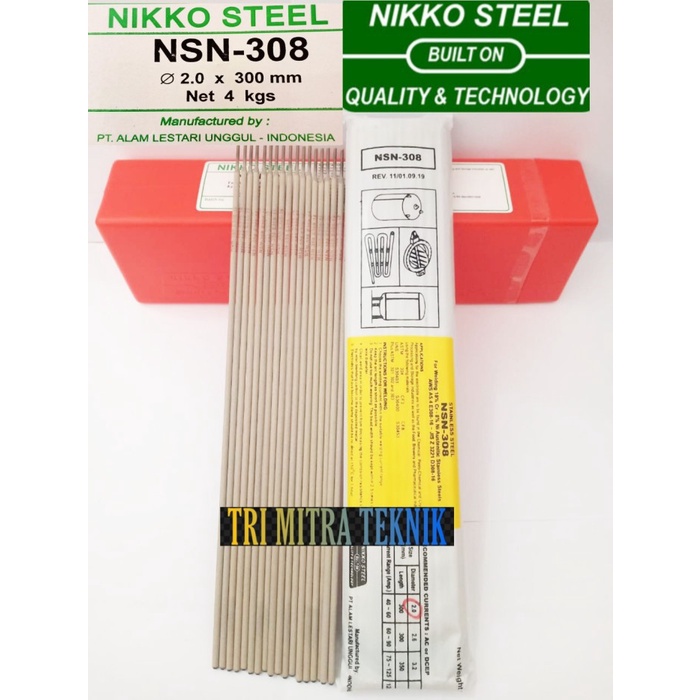 Jual NIKKO KAWAT LAS STAINLESS STEEL NSN 308 2 MM X 300 MM KEMASAN 1 KG