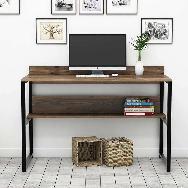 Jual Meja Minimalis Industrial Meja Belajar Bookshelf Meja Belajar