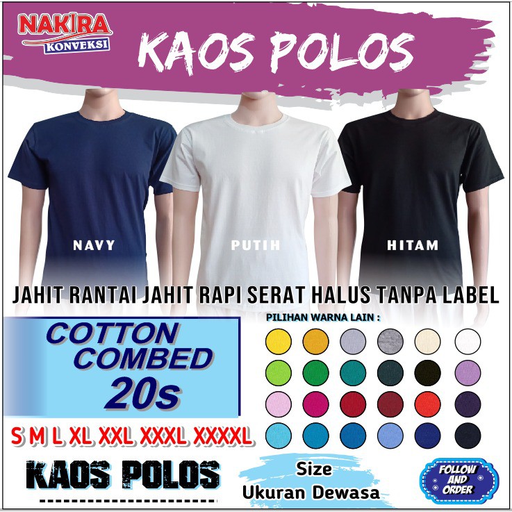 Jual Kaos Polos Cotton Katun Combed S Ori Gramasi Pria