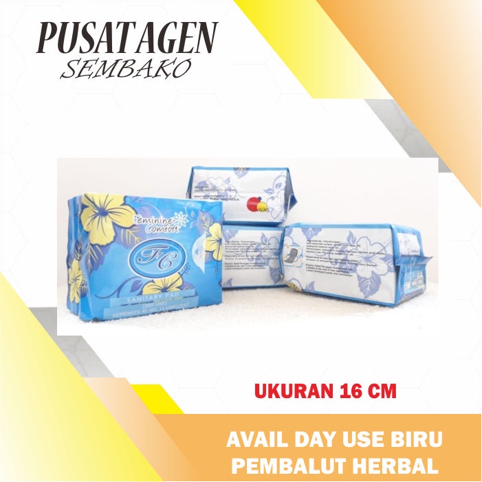 Jual AVAIL DAY USE BIRU PEMBALUT HERBAL UKURAN 16 CM FEMININE COMFORT