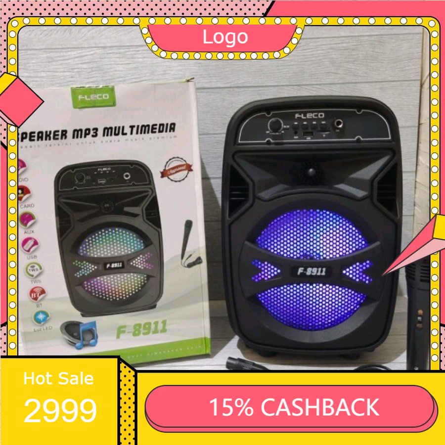 Jual SPEAKER BLUETOOTH FLECO 8 INCH F 8911 PLUS MIC KARAOKE SPEAKER