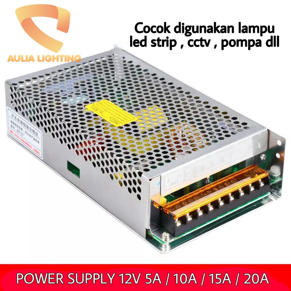 Jual Power Supply PSU 12V 10A 15A 20A 10 Ampere Travo Led Strip Cctv