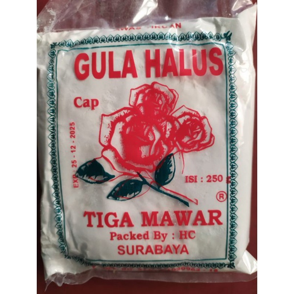 Jual Gula Halus Cap 3 Mawar Sugar Powder Gula Tepung 250 Gram