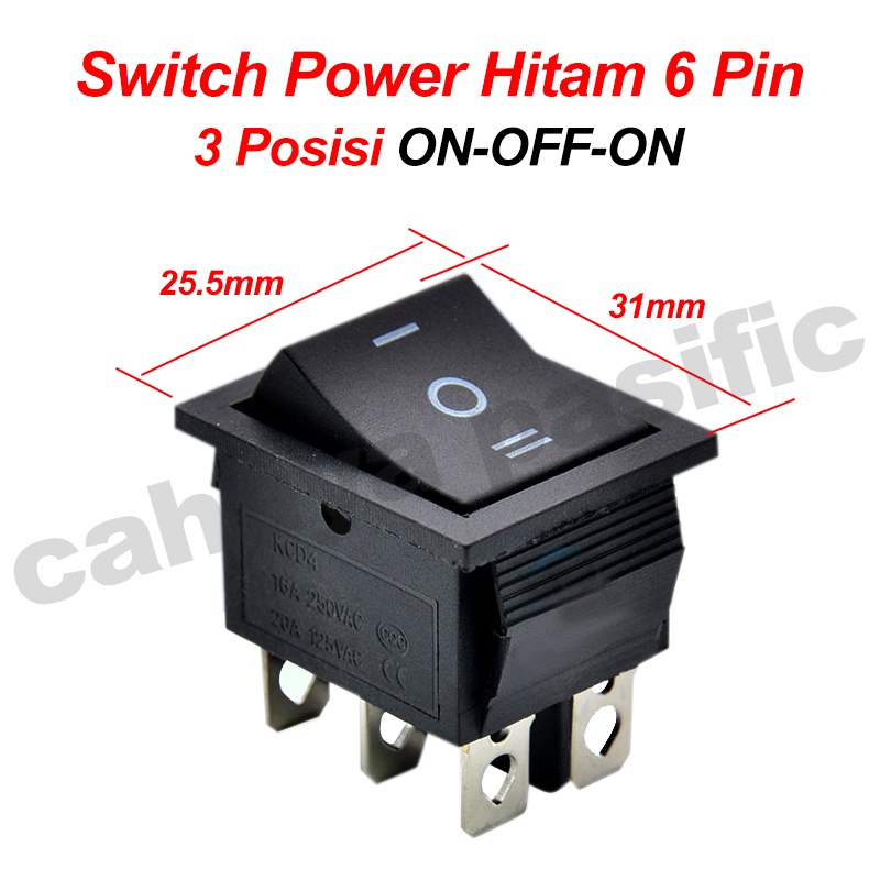 Jual Saklar Switch Kotak Besar 6 Kaki Hitam ON OFF ON 6Pin HITAM