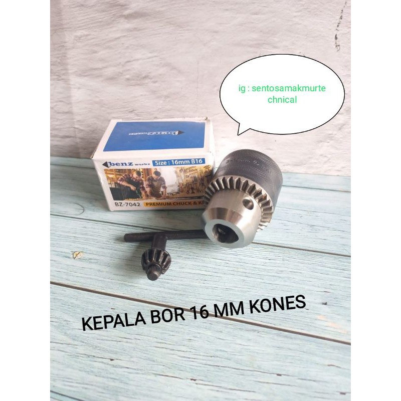 Jual BENZ 16 MM Kepala Bor Drill Chuck Kones Polos B16 B 16 16mm