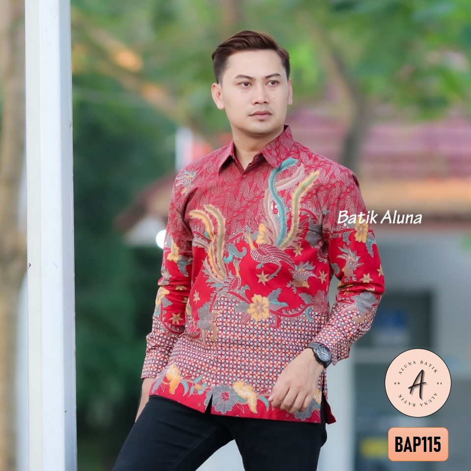 Jual Baju Batik Pria Lengan Panjang Premium Aluna Bahan Katun Prima