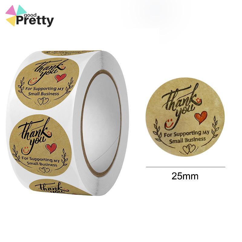 Jual Terima Kasih Kertas Kraft Bulat Stiker Roll Stiker Cinta Amplop