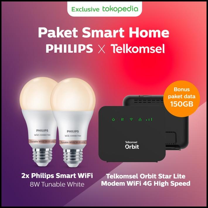 Jual Paket Smart Wifi Led 8W Tw 2Pcs Telkomsel Orbit Star Lite Modem