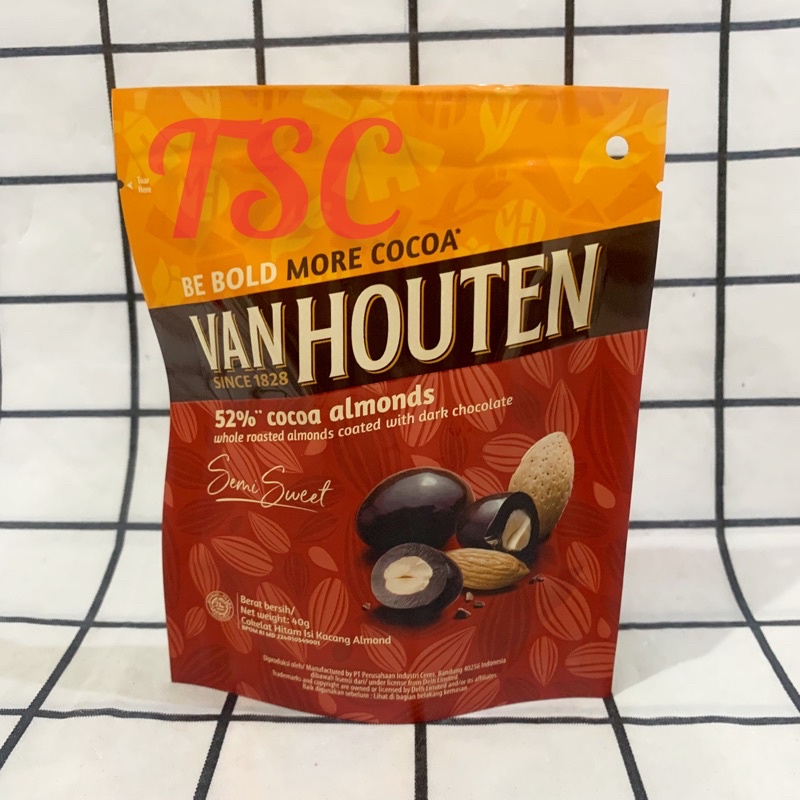 Jual Van Houten Chocolate 40gr Dark Milk Chocolate Almonds 52