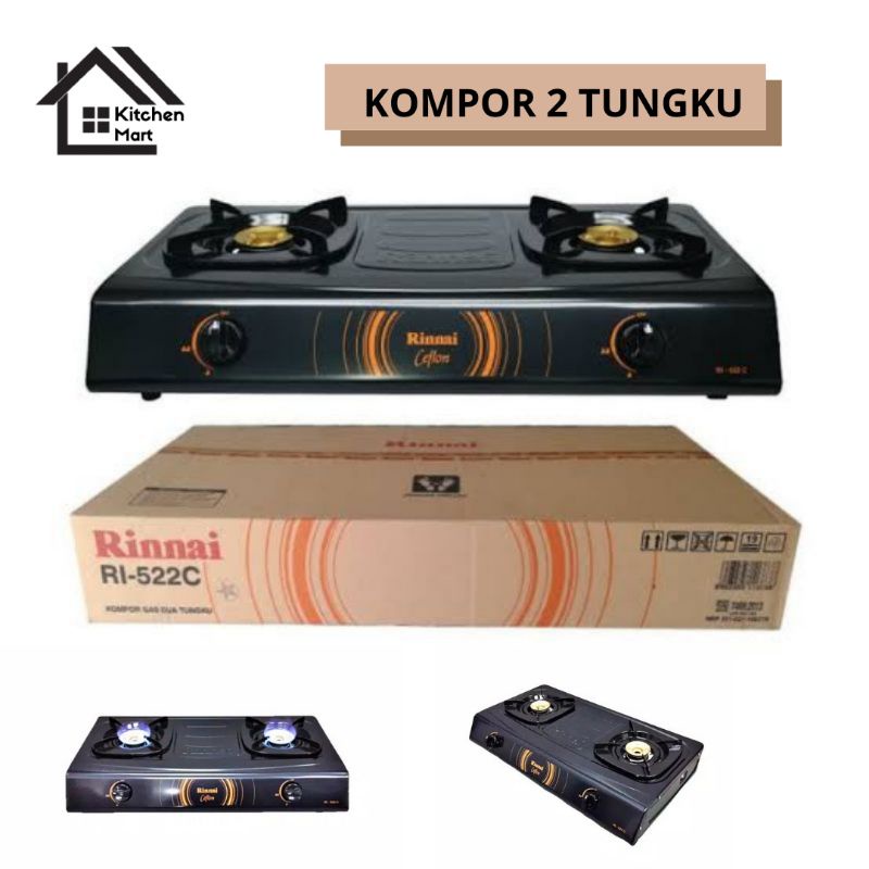 Jual RINNAI Kompor Gas 2 Tungku Rinnai 522C Teflon Shopee Indonesia