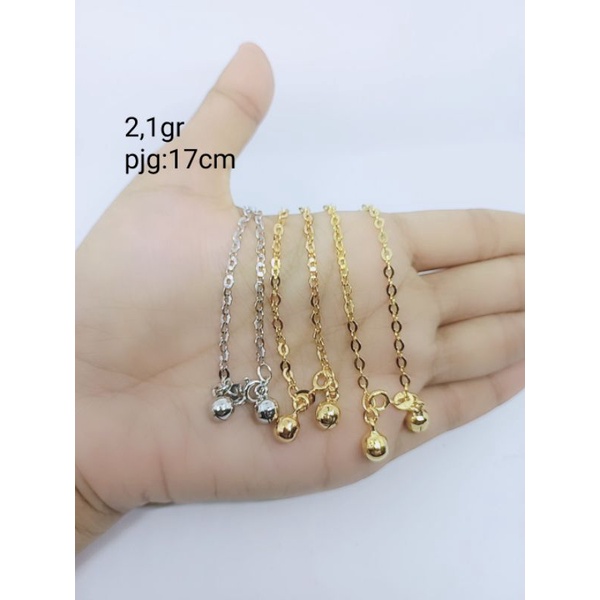 Jual Gelang Tangan Perak925 Asli Lapis Emas Putih Nori Vensi 2 Bel