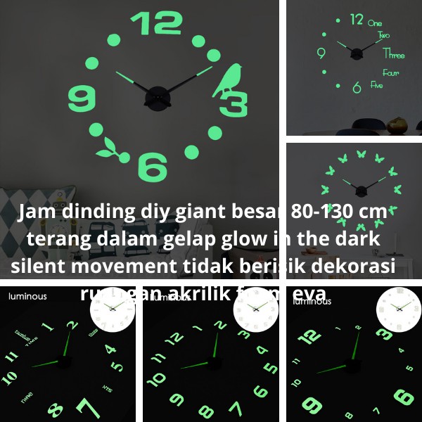 Jual Jam Dinding Diy Giant Besar Cm Terang Dalam Gelap Glow In