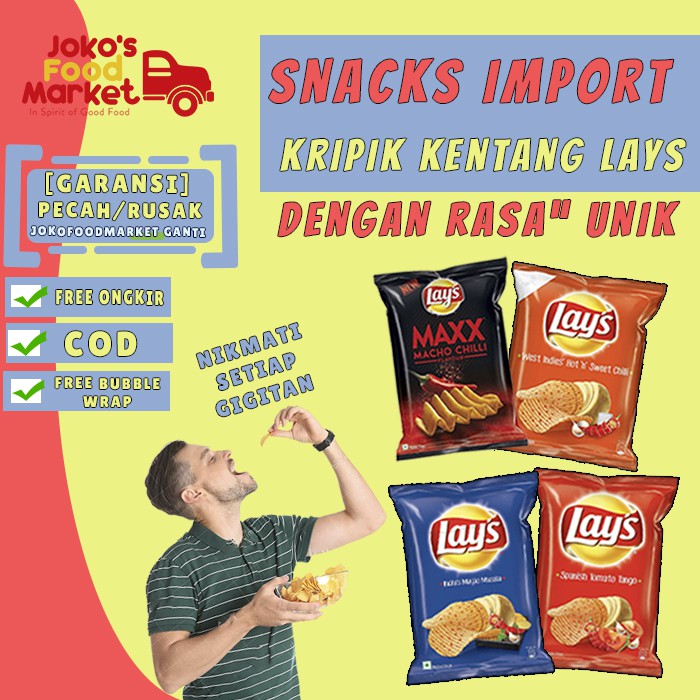 Jual Lays Potato Chips Snacks Import Impor Keripik Kentang Cemilan Enak