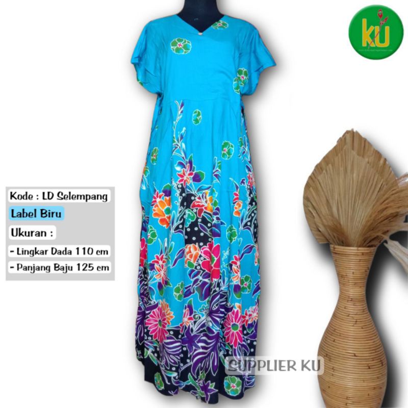 Jual Baju Batik Wanita Daster Panjang Lengan Pendek Longdress Selempang