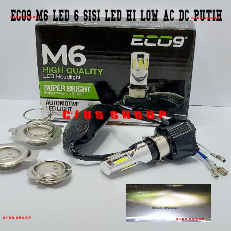 Jual LAMPU UTAMA LED MOTOR 3 SISI DAN 6 SISI ECO9 NINE AC DC HI LOW