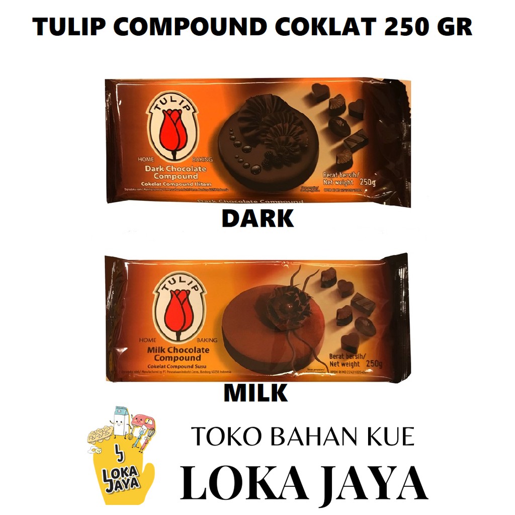 Jual Tulip Compound Coklat Batang Rasa Dark Milk White Gr