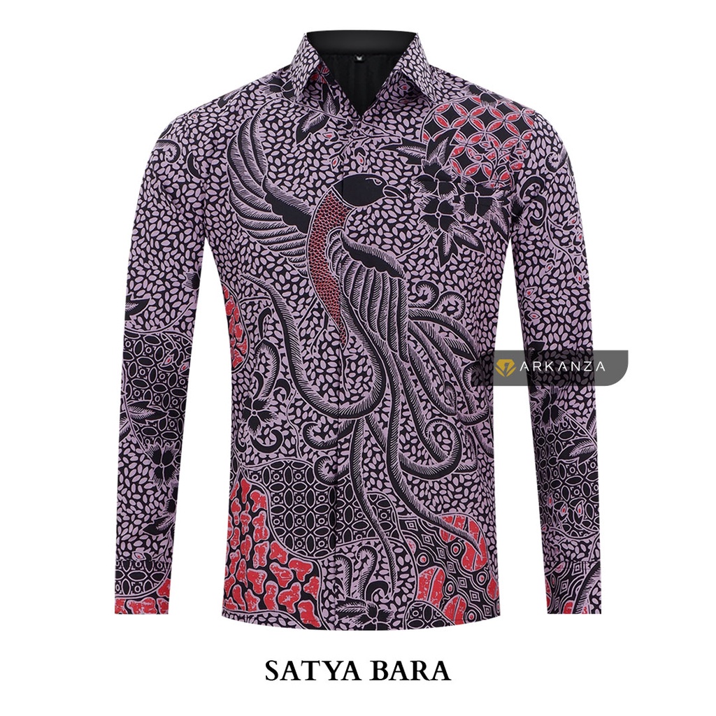 Jual Batik Arkanza Motif Satya Bara Hem Atasan Kemeja Baju Batik Pria