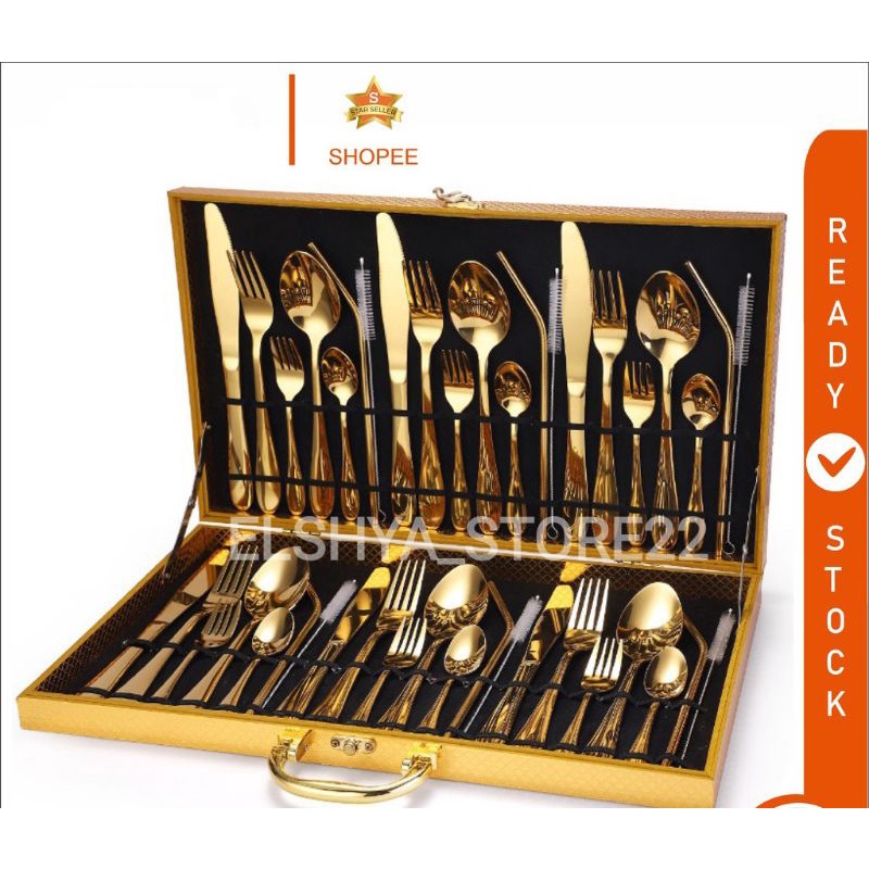 Jual CUTLERY SET 42PCS STAINLESS TEBAL SENDOK GARPU PISAU SET PERALATAN