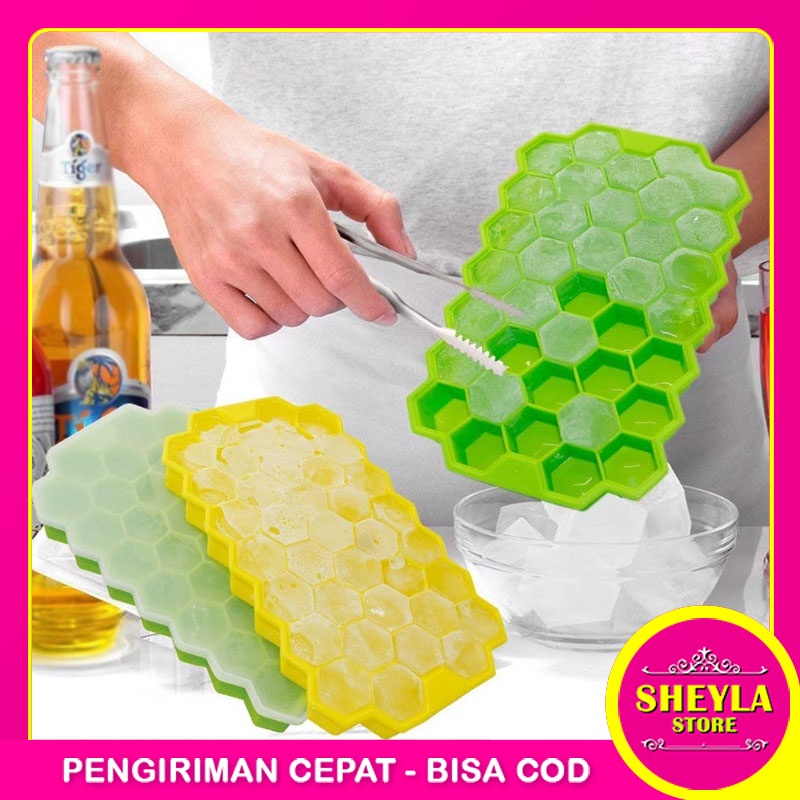 Jual Cetakan Es Batu Silicone Bentuk Honey Comb Isi Kotak Aneka