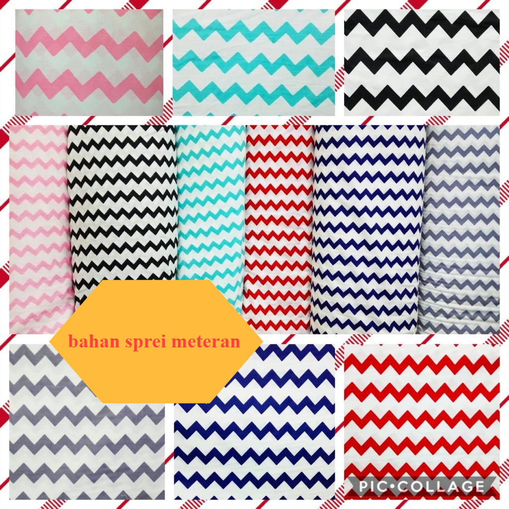 Jual Bahan Kain Sprei Katun Cvc Motif Retro Zigzag Katun Star