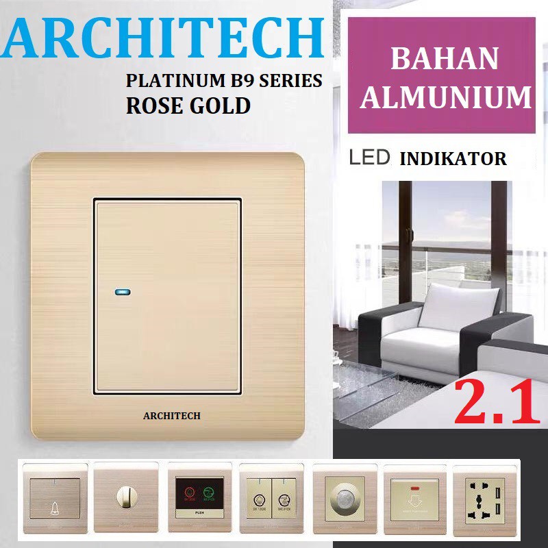 Jual Architech B9 Platinum Rose Gold Saklar Stop Kontak Sakelar