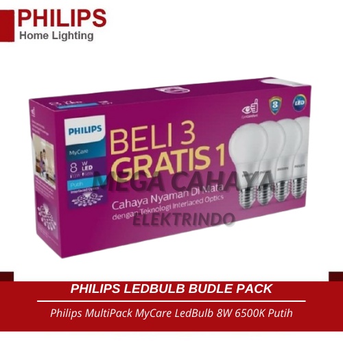 Jual Philips MultiPack MyCare LedBulb 8W 6500K Putih Shopee Indonesia